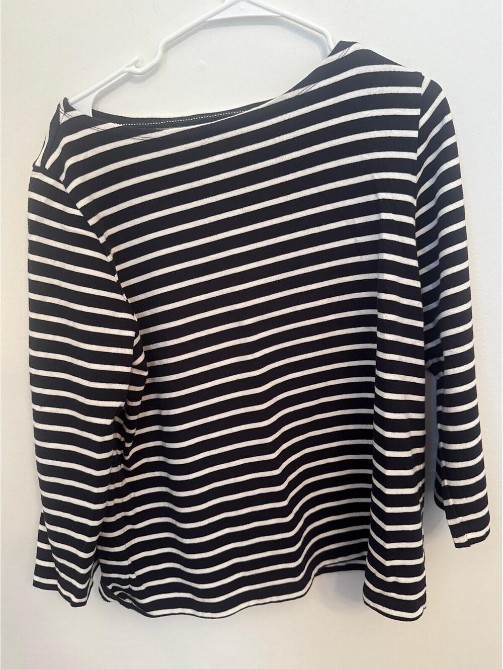 Lands End Bue and White Striped Long Sleeve Boatneck Top great for fall weather